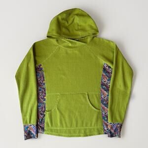 Youer Climb On Hoodie Women's Small Green Grid Fleece Pullover Made in USA